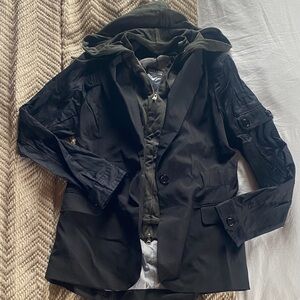 Fate Black Blazer with Green Hoodie